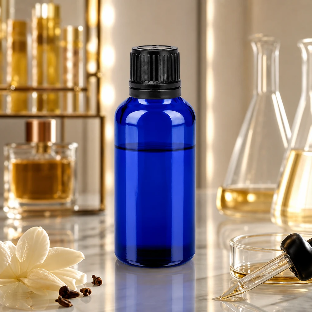 Bottiglia da 30ml 11mm SV nero OV BlueLine UT18/30 Pratico flacone in vetro da 30 ml di colore blu intenso per l'uso in mobilità e in viaggio