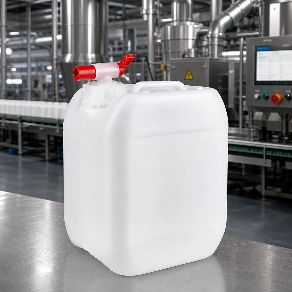 Kanister 5 Liter mit Auslaufhahn Stapelbarer Vorratsbehälter 5L mit rotem Auslaufventil zur hygienischen Flüssigkeitsentnahme