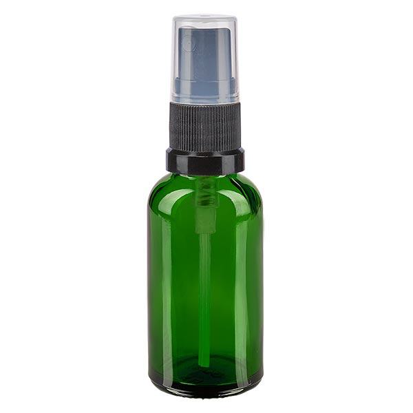 Bottiglia spray verde da 30 ml. STD nero/trasparente apoGlas Bottiglia spray verde da 30 ml. STD nero/trasparente apoGlas