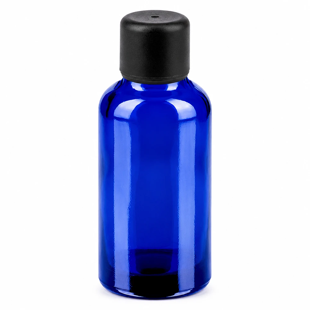 Flacon de 30ml 6mm SV noir STD BlueLine UT18/30 Bouteille en verre bleu de haute qualité de 30 ml avec bouchon noir étanche