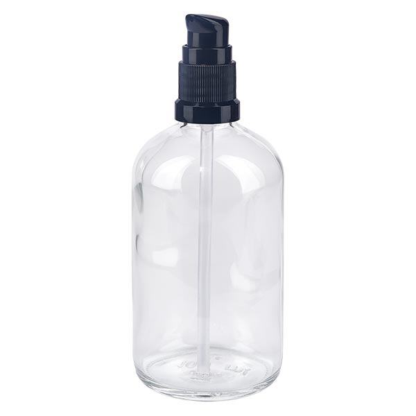 Flacone a pompa trasparente da 100 ml STD nero ApoGlas Flacone a pompa trasparente da 100 ml STD nero ApoGlas
