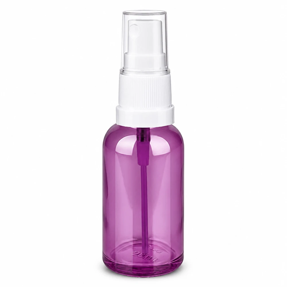 Vaporisateur 30ml blanc/transparent Standard PurpleLine UT18/30 Vaporisateur violet de 30 ml avec corps transparent et mécanisme de vaporisation blanc