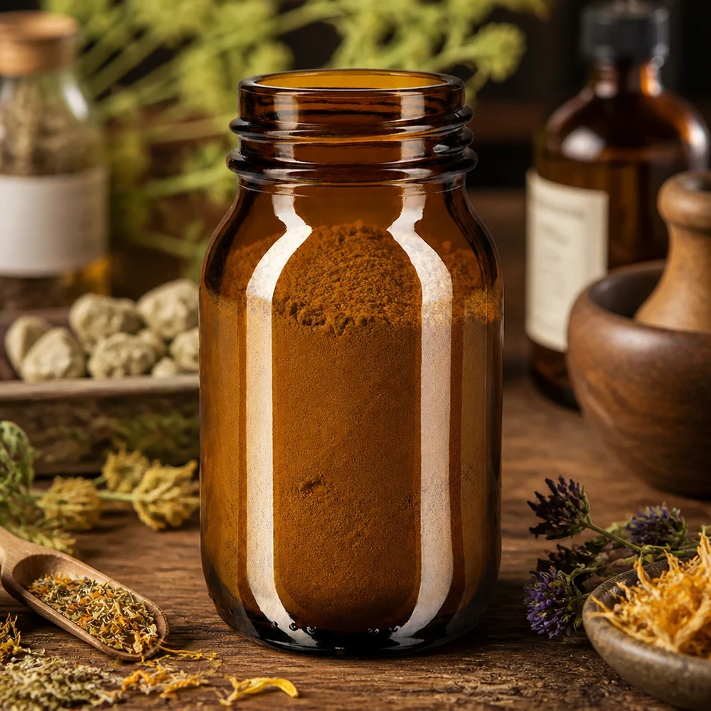 Flacone a collo largo da 100 ml in vetro ambrato ideale per cosmetici naturali ed estratti di erbe