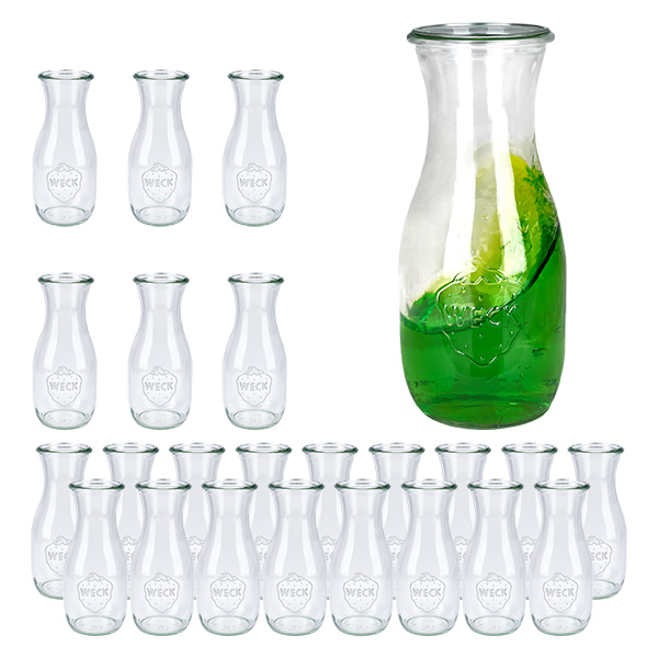 Set di 24 bicchieri Weck da 530 ml: bottiglia di succo di frutta.