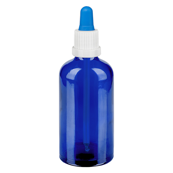 100ml Pipettenflaschwarz weiß/blau Originalitätsverschluss BlueLine UT18/100