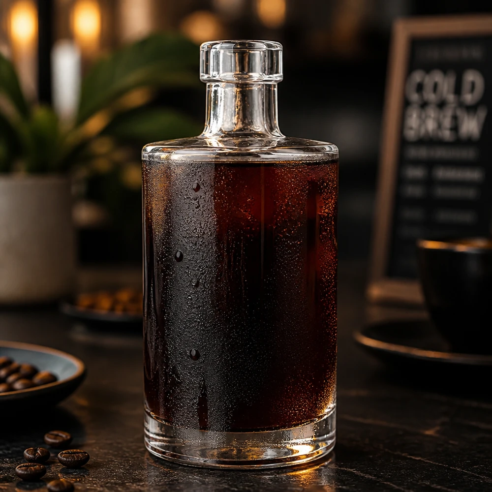 Bottiglia di vetro da 350 ml Marie riempita con caffè freddo in grani Applicazione Gastronomia Ambience 6 of 10