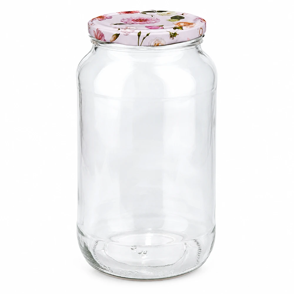 1062ml Rundglas + BasicSeal Deckel Blume rosa UNiTWIST Rundglas 1062ml mit rosa Blumendeckel BasicSeal Verschluss Vorratsglas Einmachglas