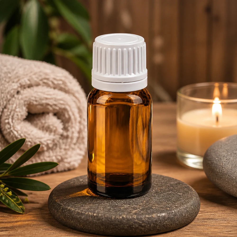 Flacone in vetro ambrato da 10 ml con tappo antimanomissione per farmacia professionale