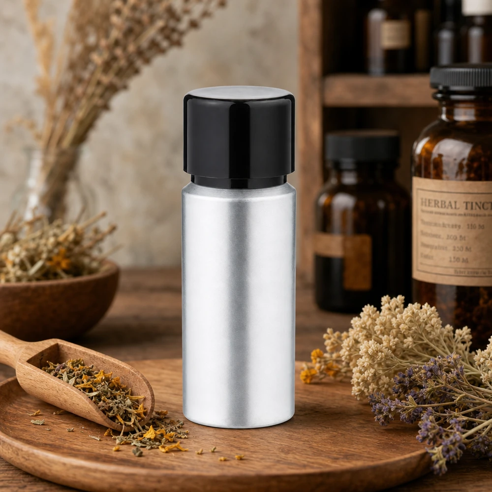 20ml gebeizte Aluflasche mit Schraubkappe Handliche 20ml Aluflasche mit ergonomischem Verschluss - einfache Befüllung und Entleerung