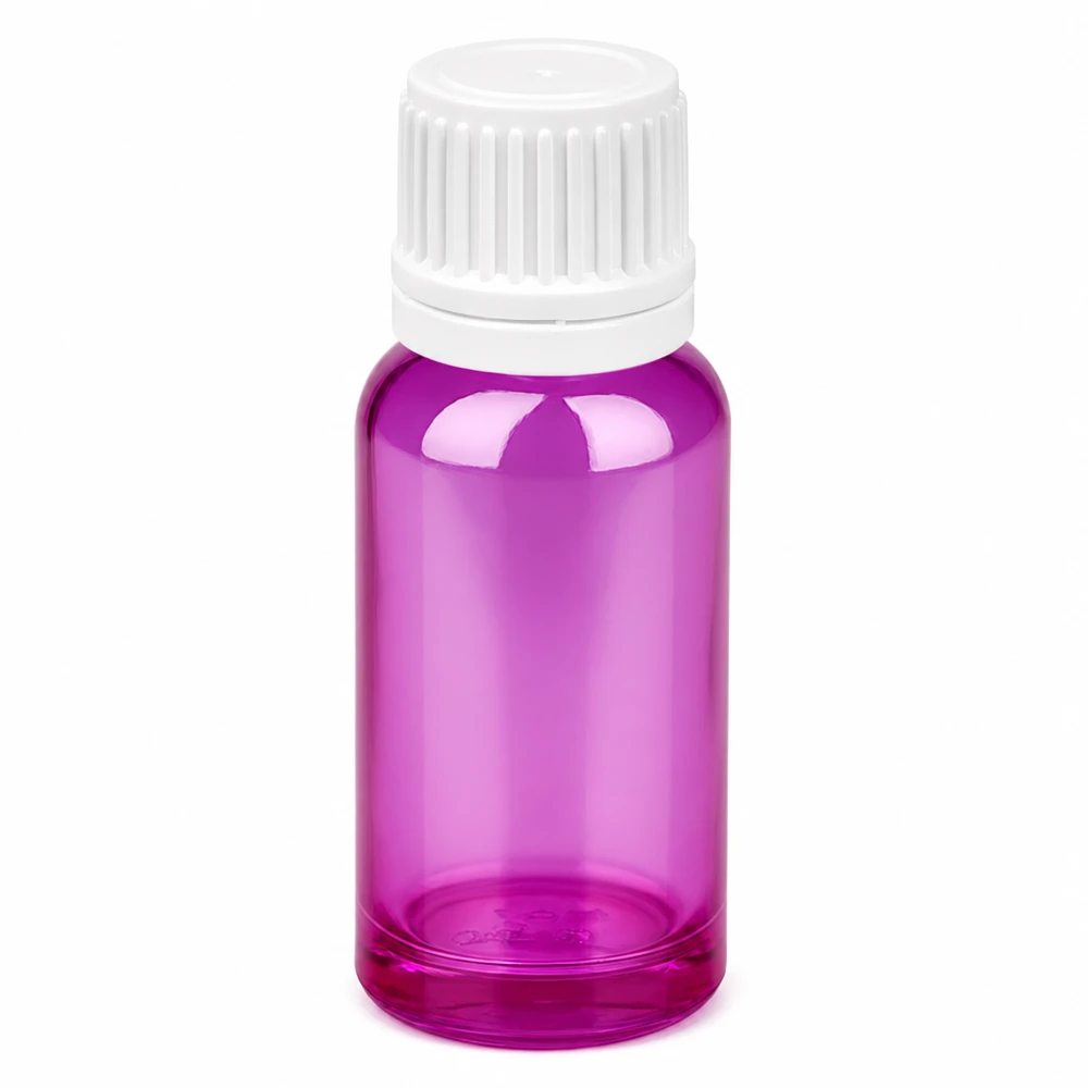 Flacon 20ml bouchon à vis 11mm blanc Originalité Bouchon à vis PurpleLine UT18/20 Flacon compte-gouttes violet 20ml avec bouchon blanc idéal pour les huiles essentielles et les teintures