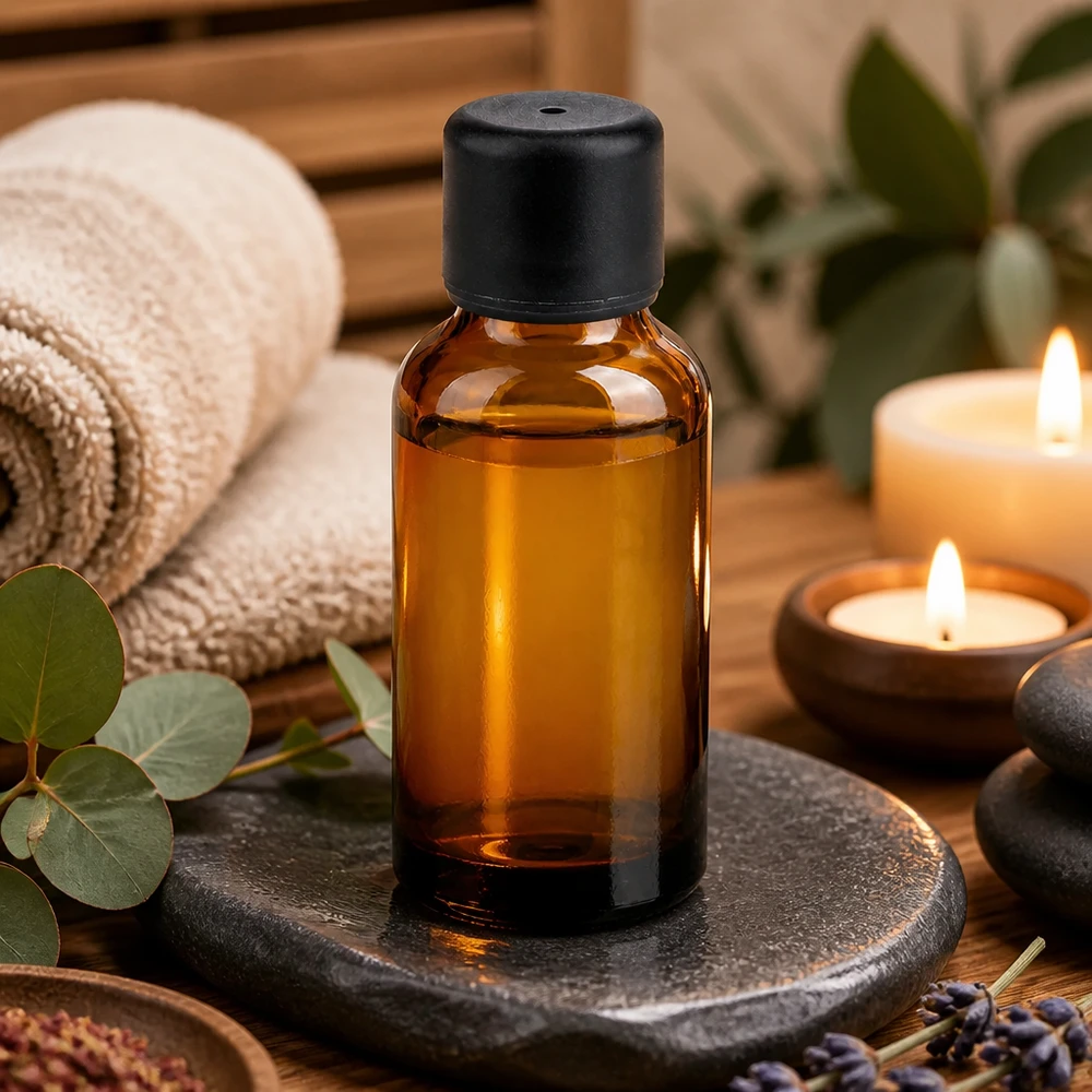 Flacone da farmacia da 30 ml dal design elegante - vetro marrone abbinato a un tappo nero opaco