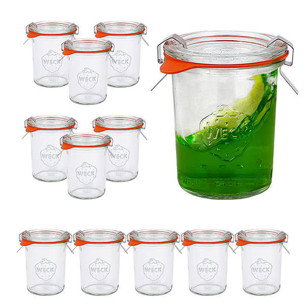 12er Set Weck Gläser 160 ml Sturzgläser mit 12 Glasdeckeln,