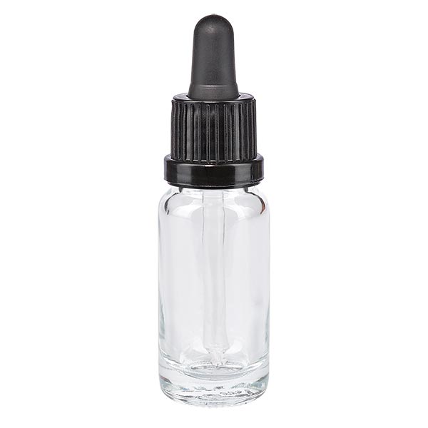 Bottiglia per farmacia trasparente 10ml pipetta nero/nero OV Bottiglia per farmacia trasparente 10ml pipetta nero/nero OV