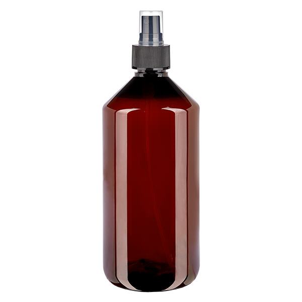 PET Flasche 1000ml mit Zerstäuber schwarz