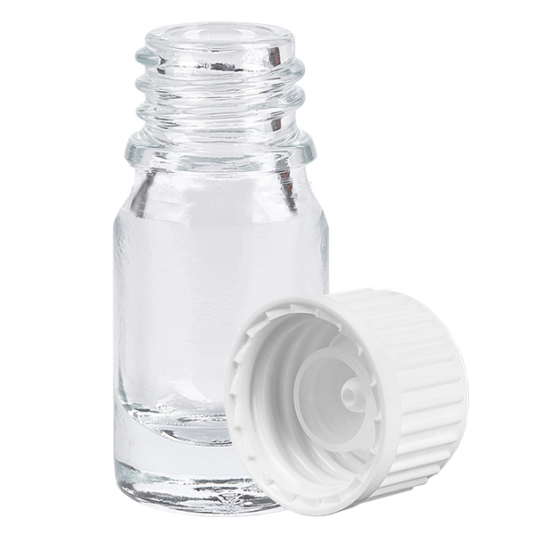 5ml Globuliflasche 3mm Giessring weiß Standardverschluss ClearLine UT18/5