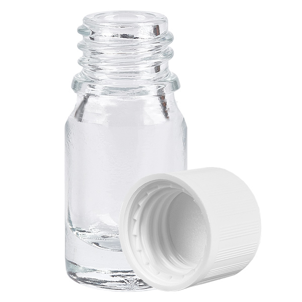 5ml Flasche 11mm Schraubverschluss weiß Standard Kindersicherung ClearLine UT18/5