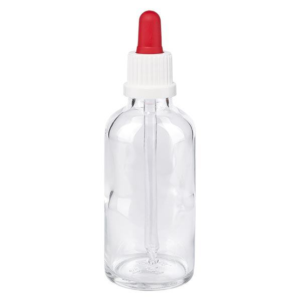 Bottiglia per pipette trasparente da 50 ml OV bianco/rosso ApoGlas Bottiglia per pipette trasparente da 50 ml OV bianco/rosso ApoGlas