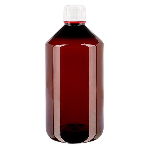 PET Flasche 750ml mit weiß/rotem Verschluss Originalitätsverschluss