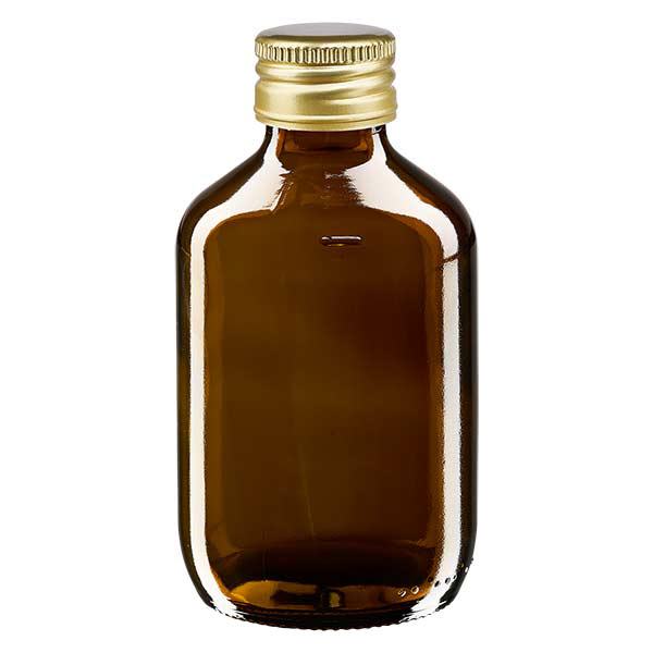 Flacone per medicinali da 200 ml marrone, con tappo in alluminio dorato Ap Flacone per medicinali da 200 ml marrone, con tappo in alluminio dorato Ap