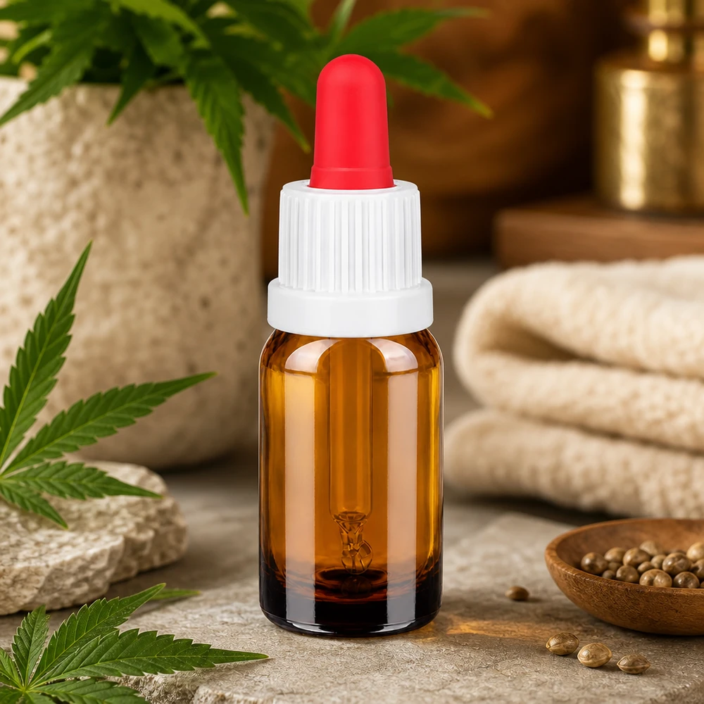 Flacone per pipette da 10 ml bianco/rosso OV BrownLine UT18/10 Piccola pipetta da 10 ml in marrone con testa in silicone rosso per dosare i cosmetici goccia a goccia