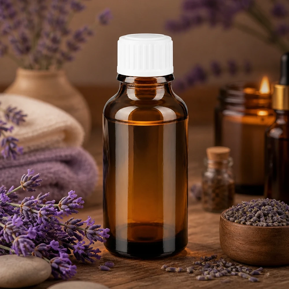 Kompakte 20ml Braunglasflasche STD mit weißem Dosierverschluss für Öle und Tinkturen
