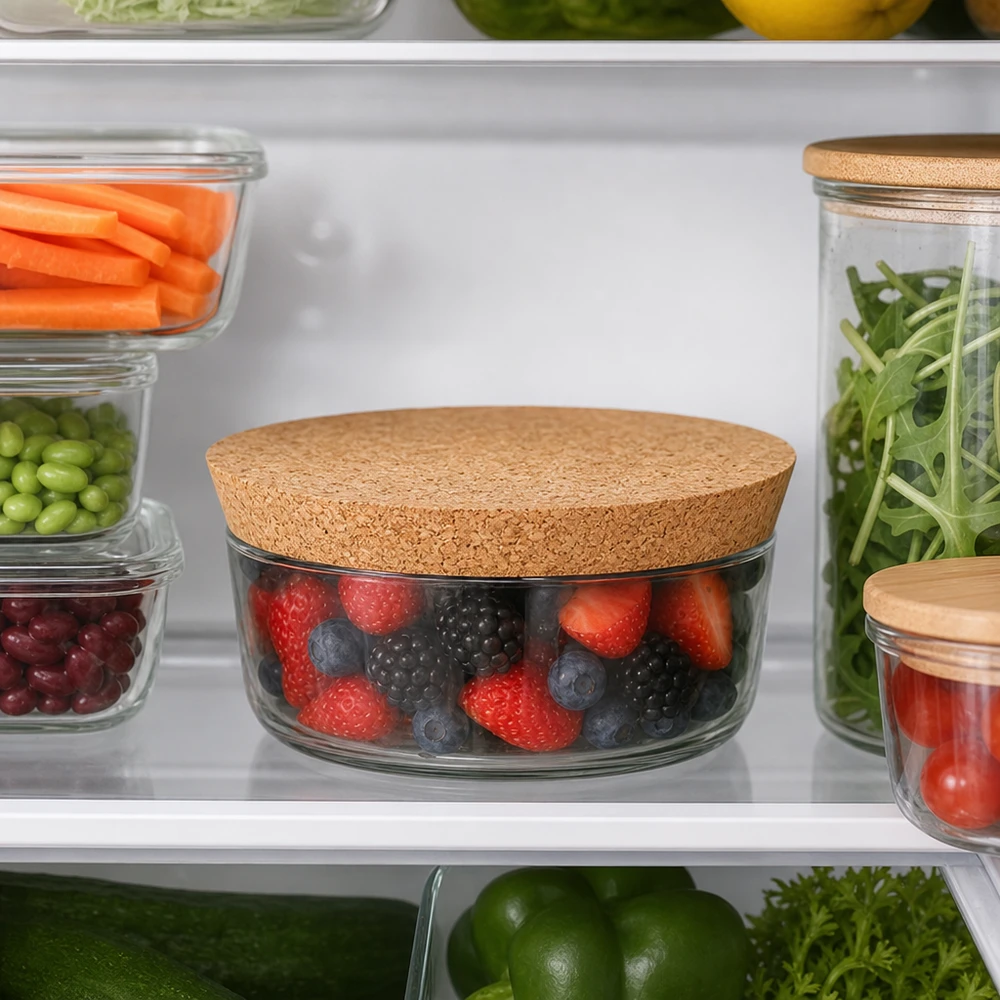 Sughero per apertura 94 mm WECK RR100 (ø97/90, H=20 mm) WECK RR100 Korken im Kühlschrank Frischhaltung Beeren Gemüse Salat luftdichte Aufbewahrung Naturkork 94mm Öffnung