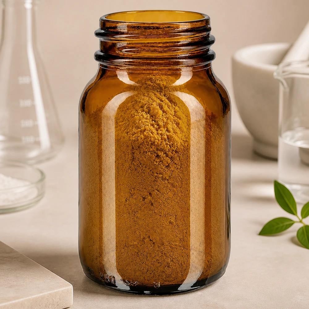 Bottiglia a collo largo da 250 ml in vetro ambrato con pratica filettatura a vite per una conservazione sicura