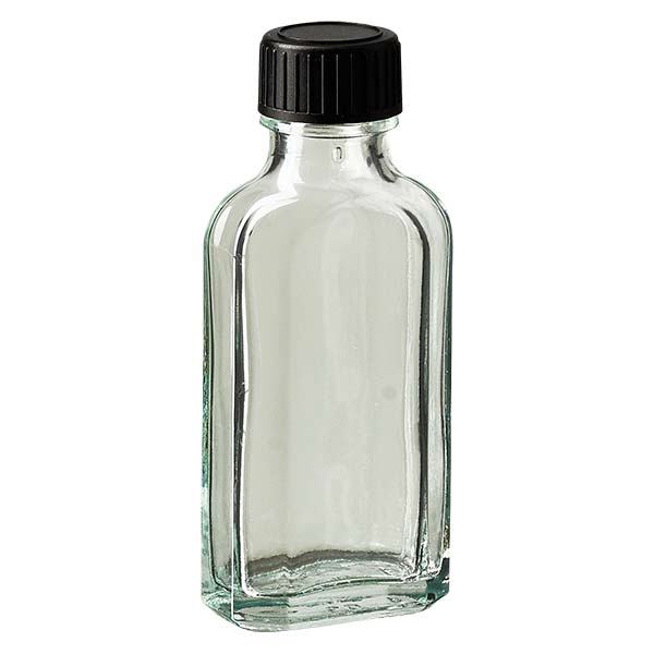 Tappo a vite trasparente Meplat da 50 ml con disco di tenuta in EPE Tappo a vite trasparente Meplat da 50 ml con disco di tenuta in EPE