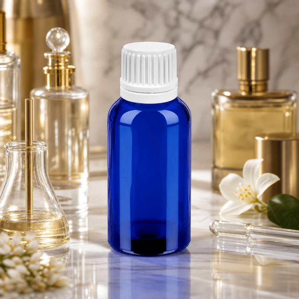 Flacone contagocce da 30 ml 0,7 mm bianco OV BlueLine UT18/30 Bottiglia di vetro compatta da 30 ml con design OV BlueLine per miscele di aromi professionali