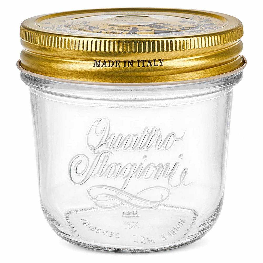 200ml Sturzglas "Quattro Stagioni" mit Deckel 200ml Quattro Stagioni Sturzglas mit goldenem Schraubdeckel Made in Italy Einmachglas für Konserven und Marmelade