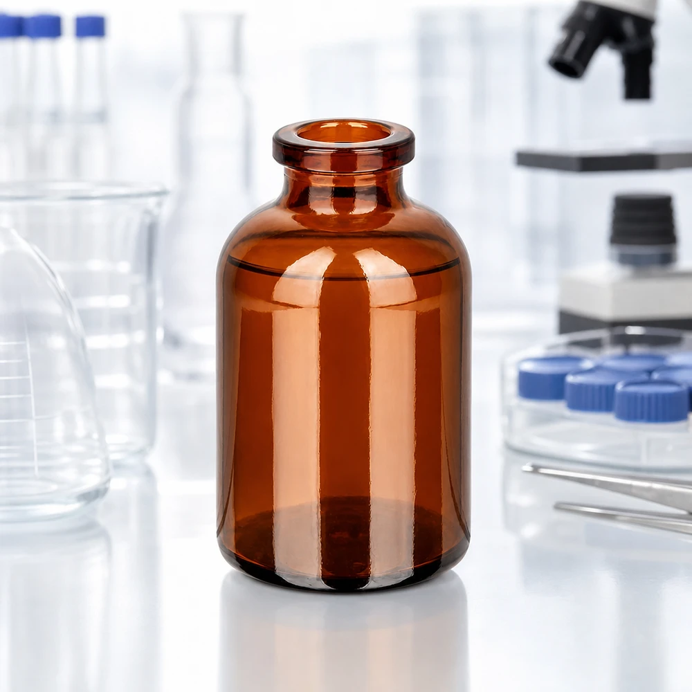 Flacone per iniezione in vetro ambrato 30ml Hochwertige Injektionsflasche 30ml aus braunem Glas mit glattem Zylinderkörper und Rollrand