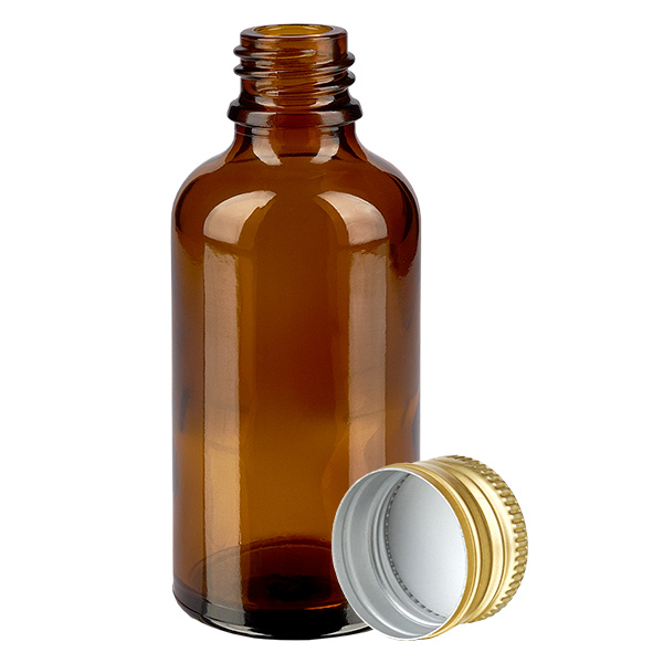 50ml Flasche 11mm Schraubverschluss Alu-Gold Standard BrownL. UT18/50