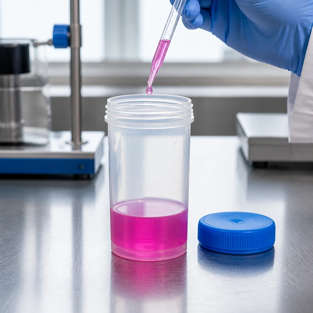 Boîte universelle de 100 ml pour échantillons liquides de laboratoire, avec bouchon à vis à l'épreuve des enfants