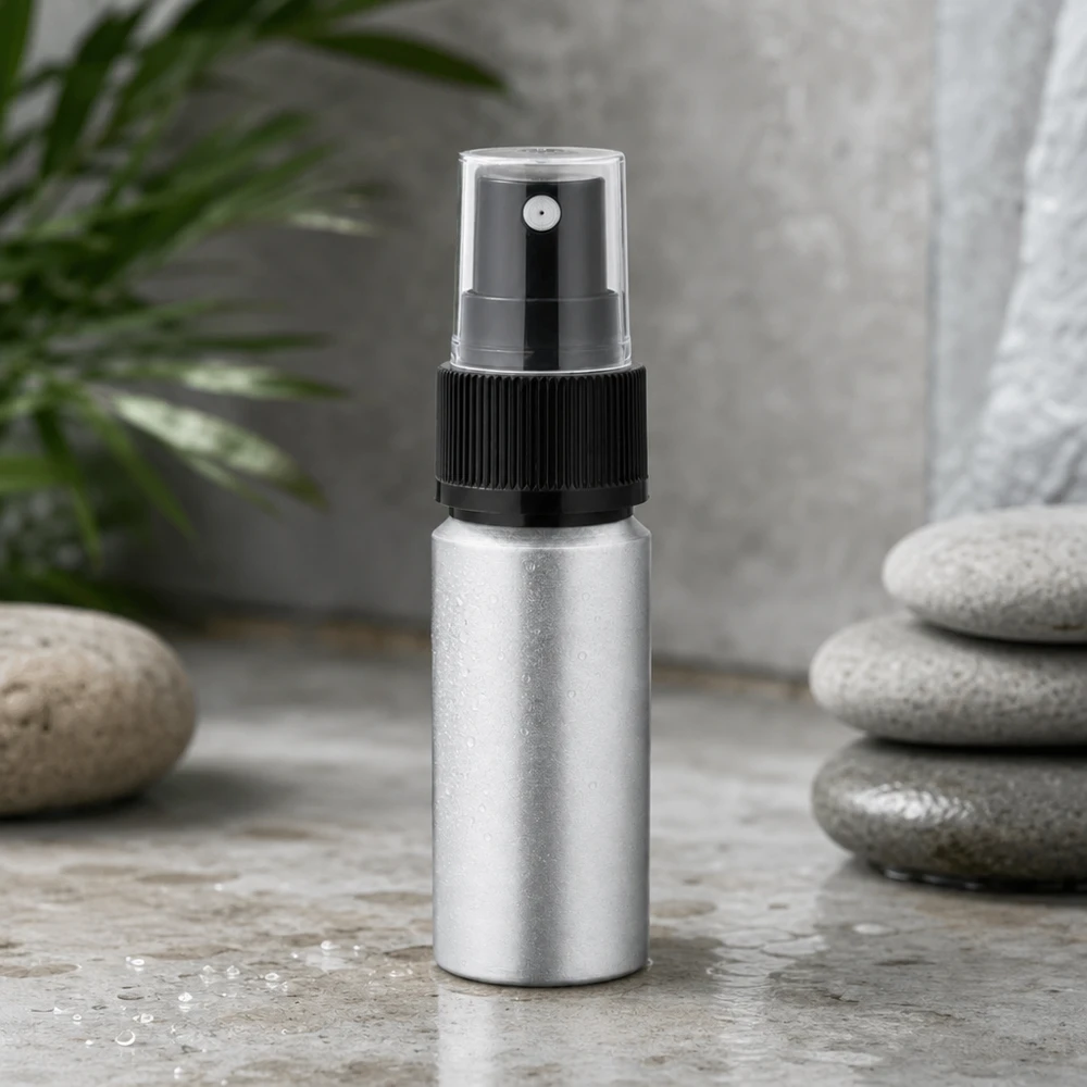 20ml gebeizte Aluflasche mit Zerstäuber Korrosionsbeständige 20ml gebeizte Aluflasche mit schwarzem Sprühkopf für langlebige Nutzung