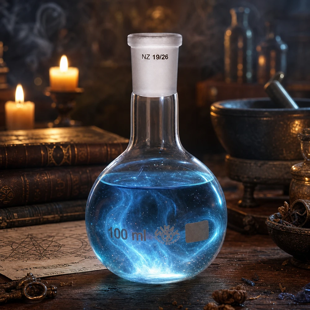 Pallone da laboratorio di precisione da 100 ml in vetro speciale trasparente - ideale per lavori analitici