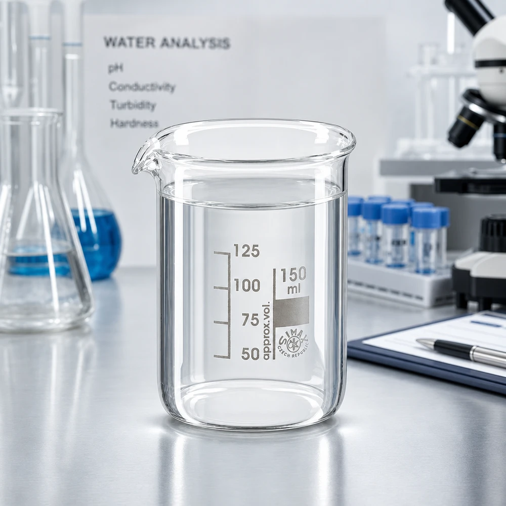 Becher 150ml in vetro borosilicato, forma bassa Bicchiere da laboratorio trasparente da 150 ml in robusto vetro borosilicato con indicatore di volume trasparente