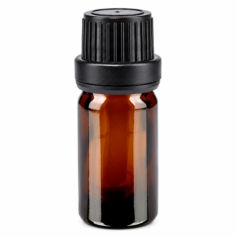 Apothekenflasche braun 5ml Schraubverschluss schwarz Dichteinlage Originalitätsverschluss Kompakte 5ml Apothekerflasche aus UV-schützendem Braunglas mit Originalitätsring schwarz