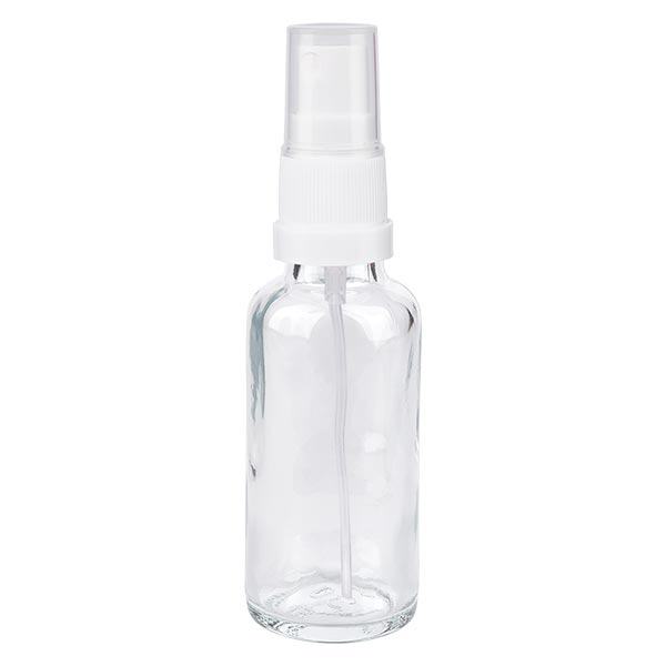 Apothekenflasche klar 30ml Sprayaufsatz weiß