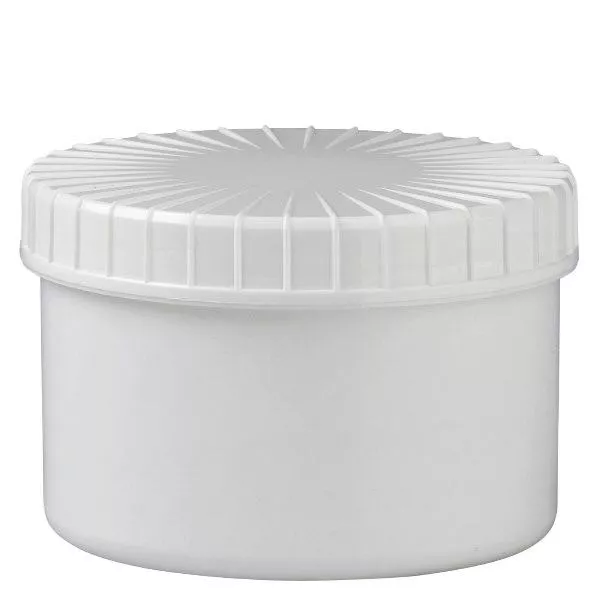 weiße Schraubdose 250 ml mit gerilltem Deckel