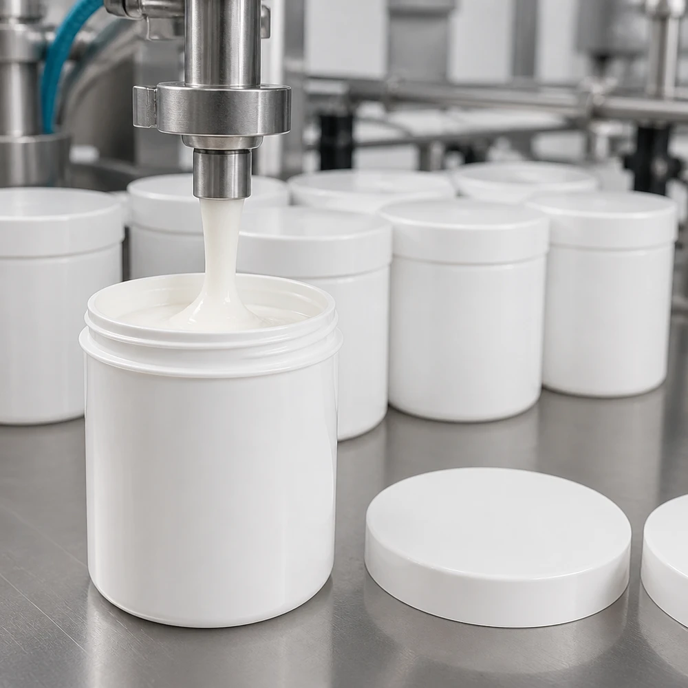 Pot à onguent blanc 20 g avec couvercle blanc (PP) Ligne de production de pots à pommade blancs de 20 g en plastique PP avec couvercle rapporté