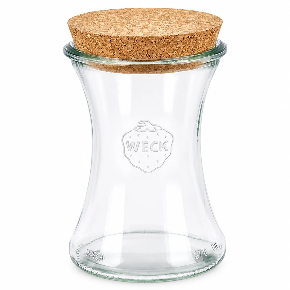 Vaso per salumi WECK 370ml RR80 con coperchio in sughero naturale in vetro trasparente per la conservazione