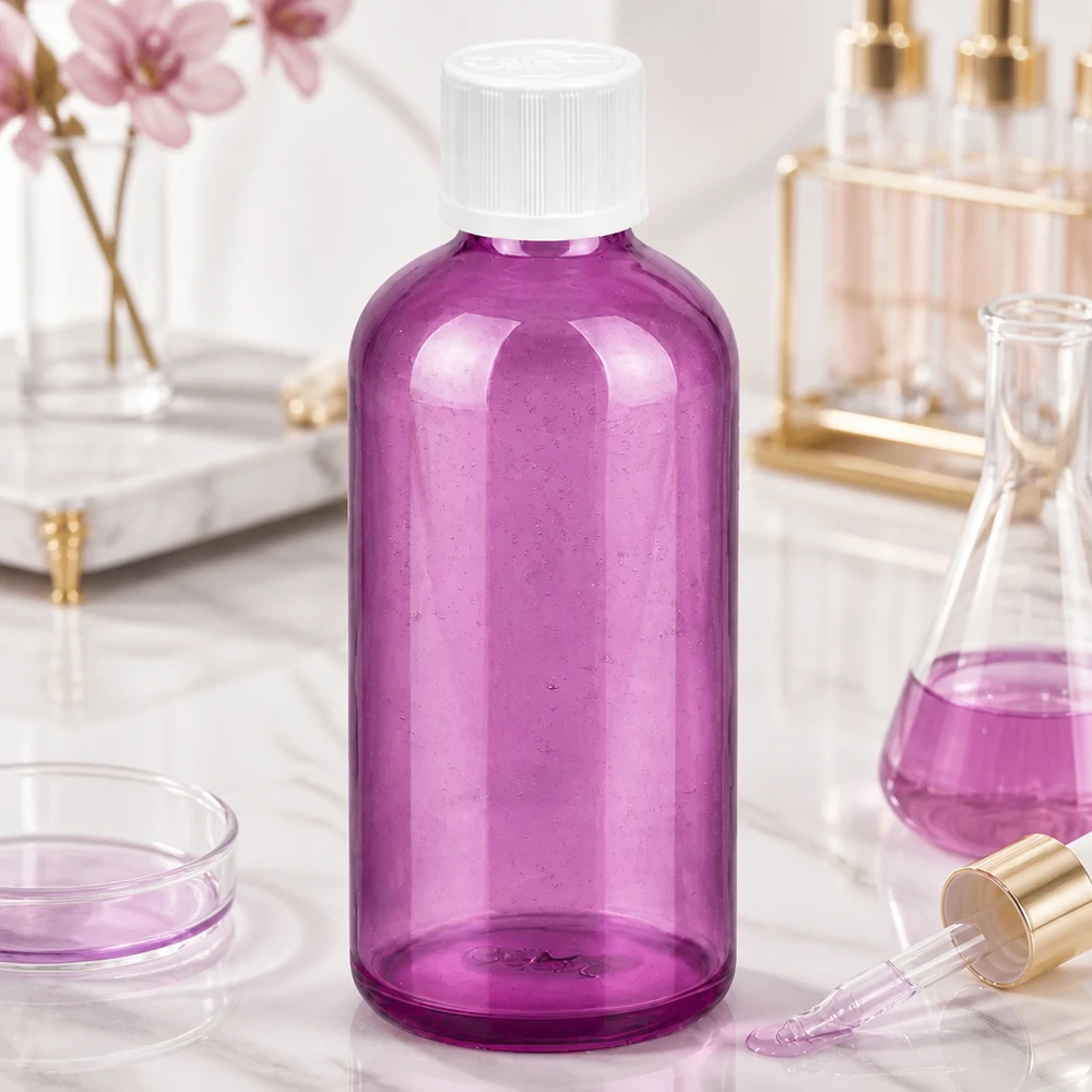 100ml Tropfflasche 1.2mm weiß Standard Kindersicher PurpleLine. UT18/100 Premium 100ml Flasche in Purple mit 1.2mm Tropfeinsatz perfekt für DIY Kosmetik und Öle