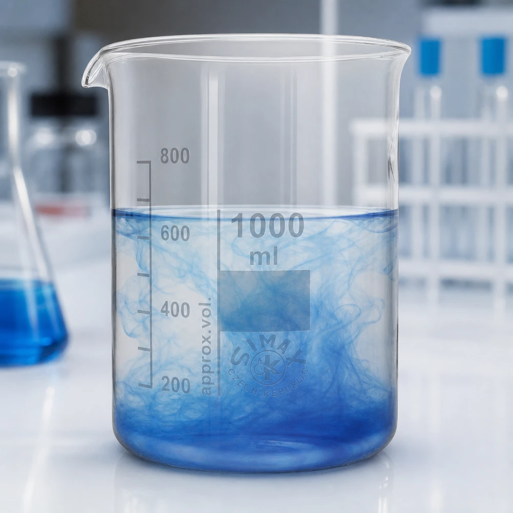 Bicchiere 1000ml in vetro borosilicato, forma bassa Bicchiere in vetro borosilicato resistente al calore da 1000 ml con scala graduata per applicazioni di laboratorio professionali