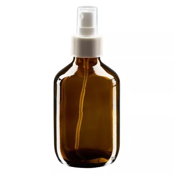 Flacon médical norme européenne de 200 ml avec spray blanc GCMI 28/410 et couvercle transparent, standard