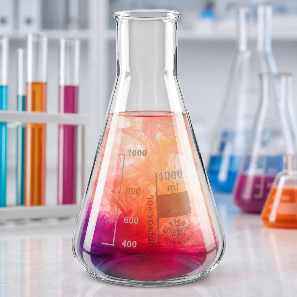 Pallone da laboratorio 100ml a collo largo di forma conica per un supporto stabile e un lavoro sicuro