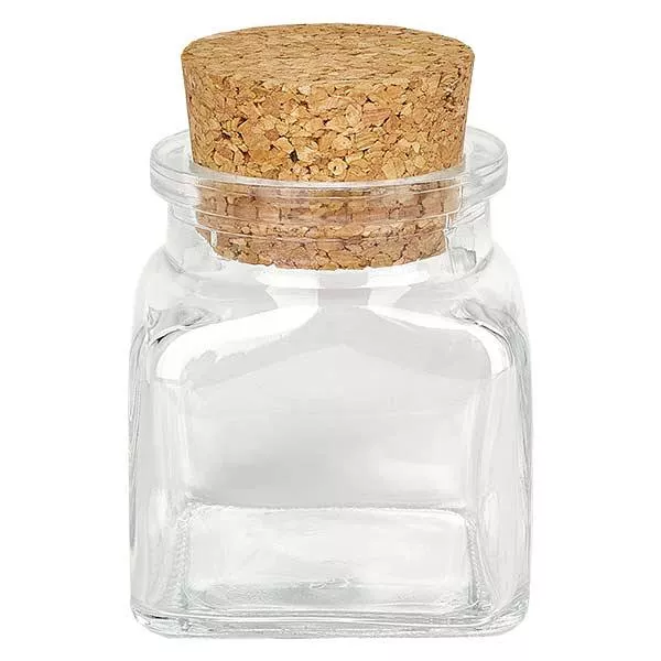 Quadratus clair 120 ml, goulot 39 mm, avec bouchon liège 38/42 Quadratus clair 120 ml, goulot 39 mm, avec bouchon liège 38/42