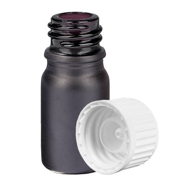 5ml Globuliflasche 3mm Giessring weiß Standardverschluss BlackLine UT18/5