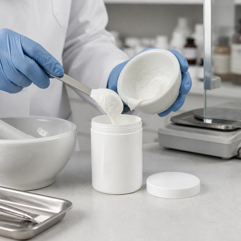 Pot à pommade compact de 10 g, blanc, avec bouchon à vis, pour les préparations pharmaceutiques