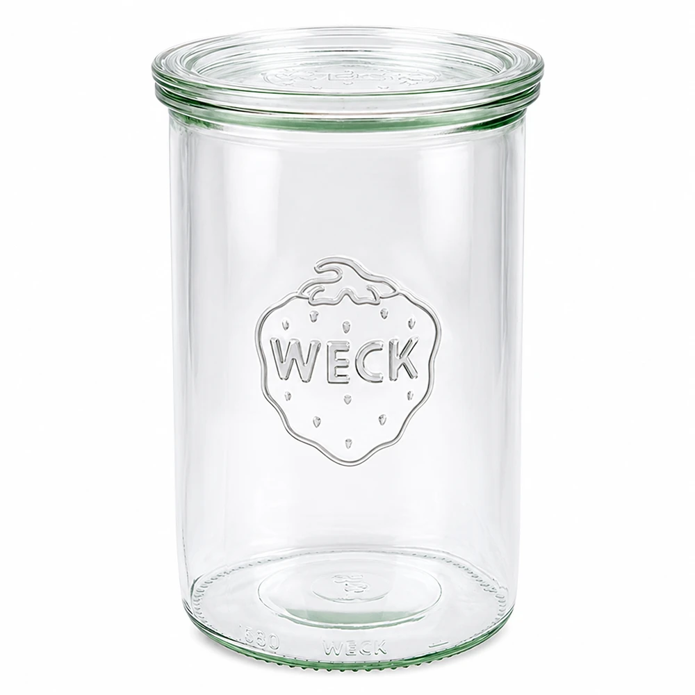WECK Vaso da 1000 ml con coperchio in vetro RR100 Vaso da 1000 ml trasparente e vuoto per l'archiviazione e la conservazione