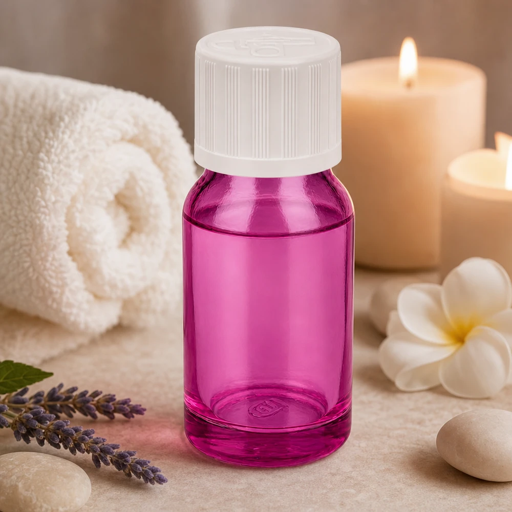 Flacone professionale viola da 10 ml con tappo STD per un'applicazione precisa in spa e centri benessere